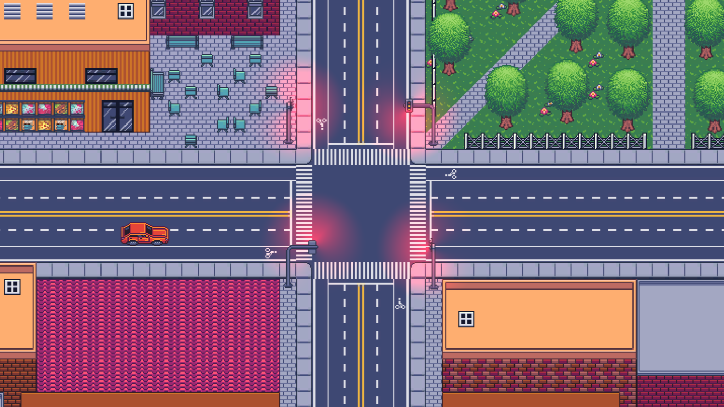 Screenshot of gameplay showing an intersection